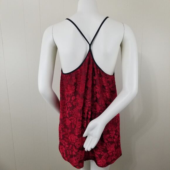 PETRA Babydoll Set XL Red Lingerie Nighty Velvet Brocade Semi-sheer Negligee 2pc - Picture 3 of 10